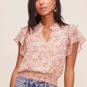ASTR the Label Flutter Sleeve Peasant Top Sz M